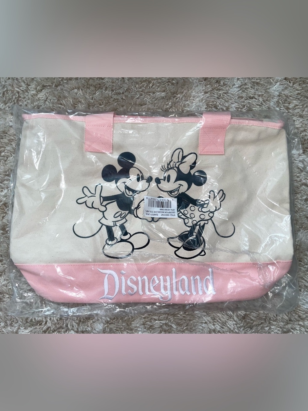 NWT Disneyland Inclusive Limited Edition Pink Mickey & Minnie Canvas Tote Bag 💗